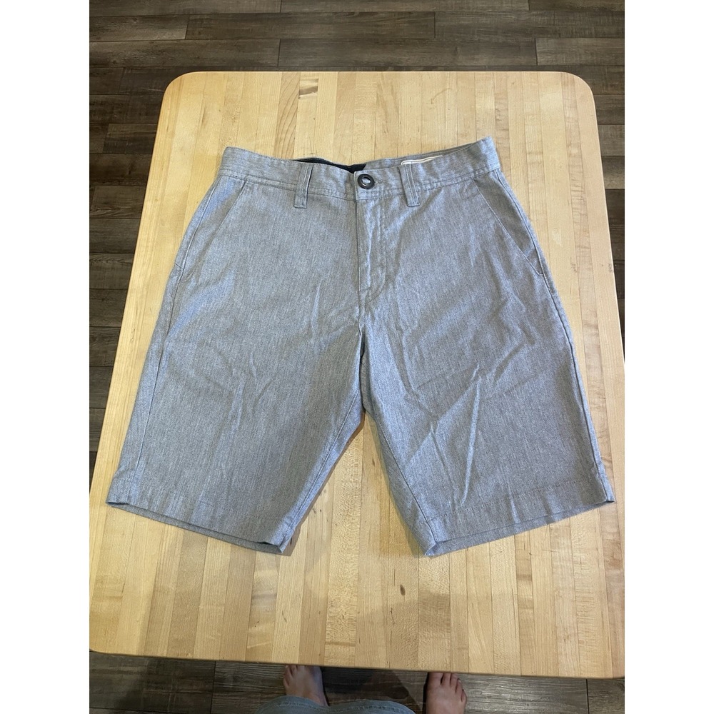 Volcom Chino Gray Silver Bermuda Shorts 28 Cotton Blend 9" Inseam Skater Surfer